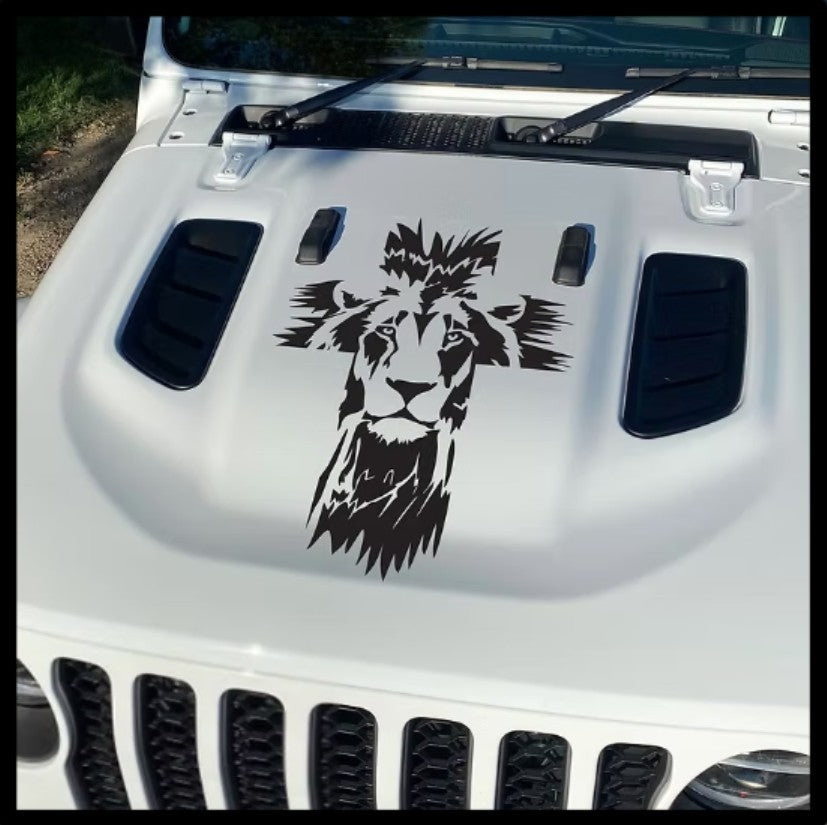 Lion Cross Vinyl Decal Sticker Window Banner Car Banner Religion Catholic God