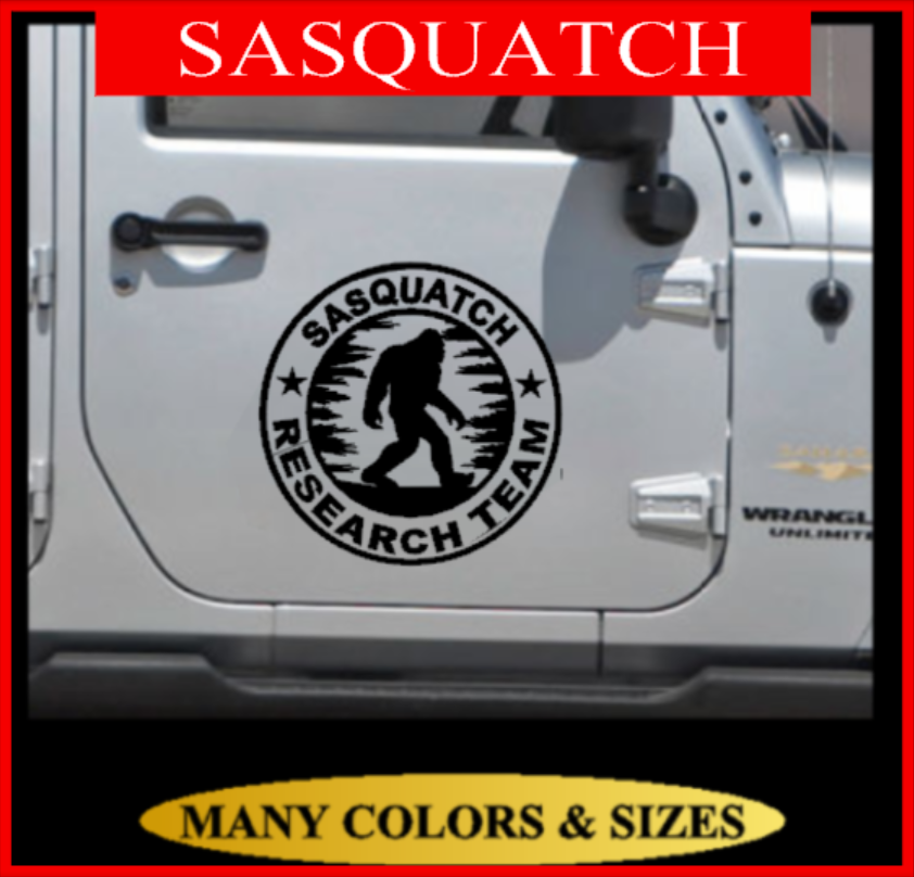 2 SASQUATCH RESEARCH TEAM Door Vinyl Decal Sticker Sasquatch SUV Black Car Truck