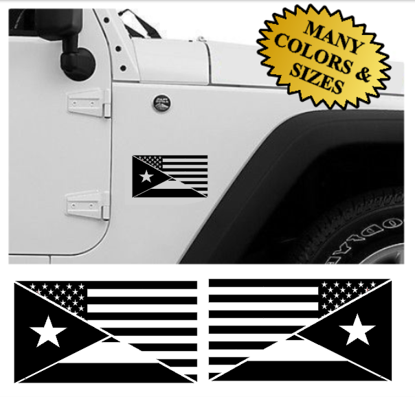 2X PUERTO RICO USA US American Flag Vinyl Decal Sticker Car Truck SUV Window