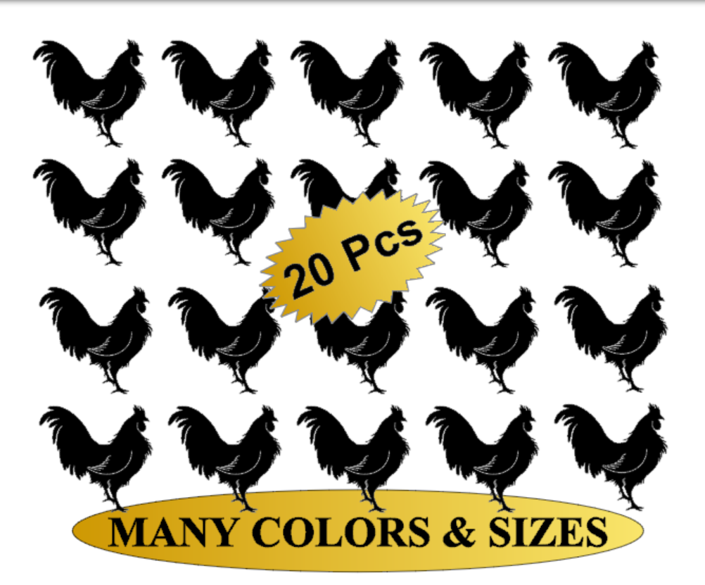 20 Chicken Shadow Symbol Decal Stickers for DIY wall window shop decor party Cup