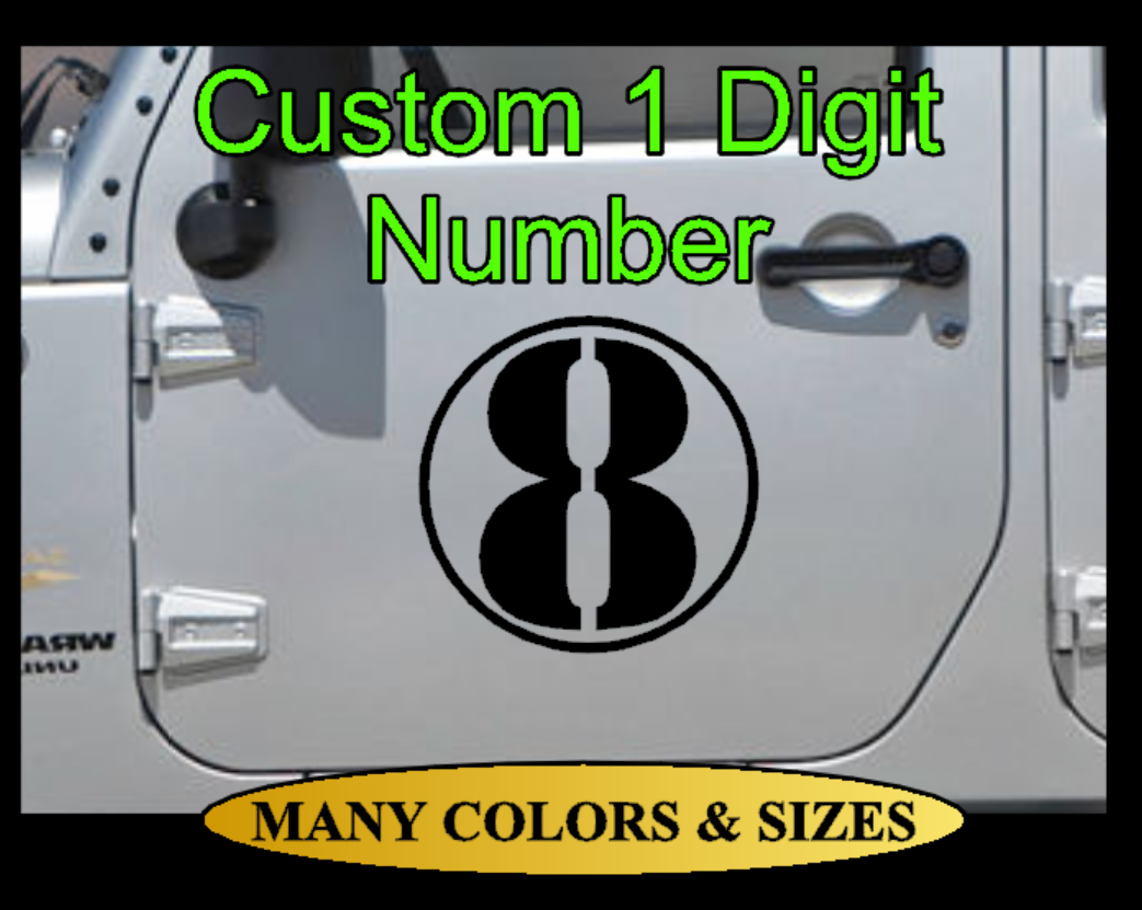 1 Digit 0-9 Number Racing Circle Graphic Door Vinyl Decal Sticker Car Truck Van