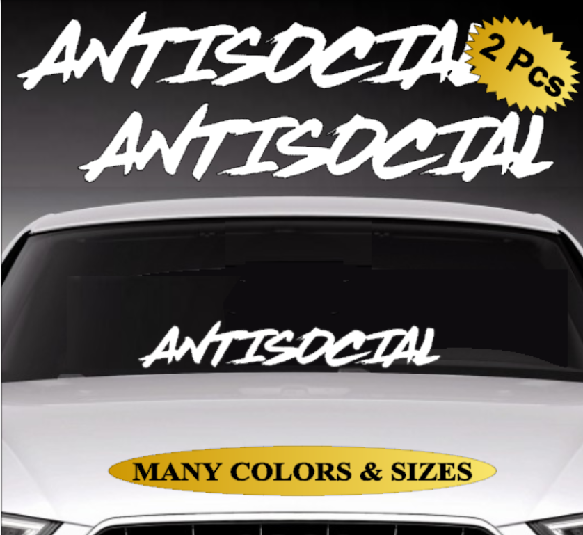 2PCS Antisocial JDM Car Windshield Banner Vinyl Decals Sticker Car Truck SUV