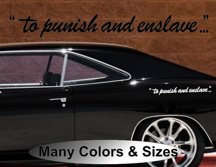 2X "To Punish and Enslave..."  Vinyl Decal Sticker TRANSFORMERS DECEPTICONS DOOR