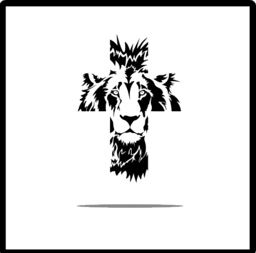 Lion Cross Vinyl Decal Sticker Window Banner Car Banner Religion Catholic God