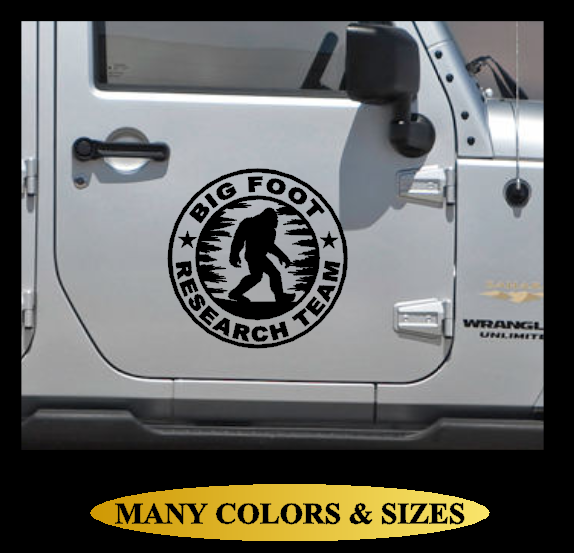 2X Bigfoot Research Team Door Vinyl Decal Sticker Sasquatch SUV Black Car Truck