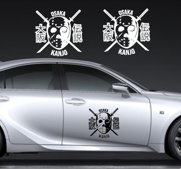 (2x) Osaka Face Mask Kanjo Jdm Stance Vinyl Decal Sticker Car Window Glass Hood